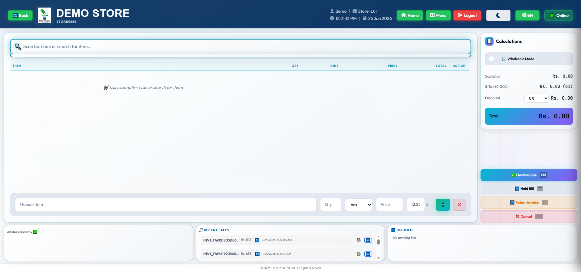 Modern POS Interface